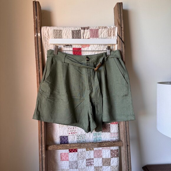 C'est Moi Linen-Blend Belted Shorts - Picture 1 of 8